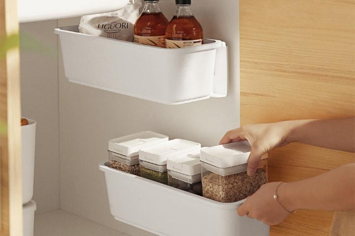 붙이는 접착식 싱크대 슬라이딩선반 2colors