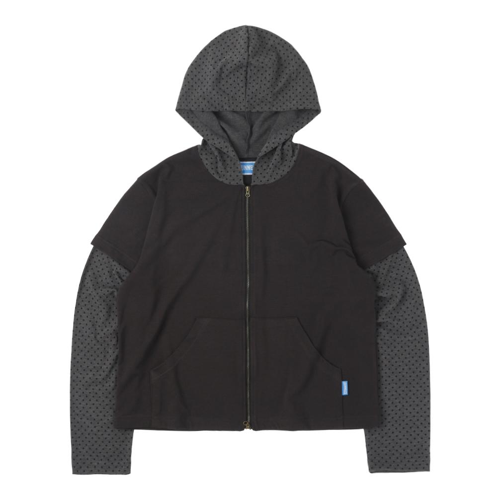 P.D. Layered Zip Hoodie - Charcoal