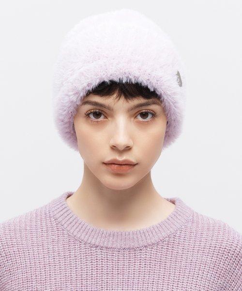 헤어리 니트 비니 라벤더