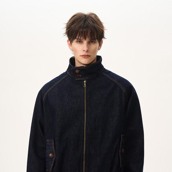 American retro stand-up collar denim jacket