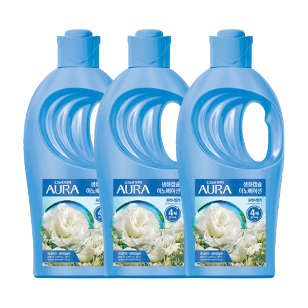 아우라 생화캡슐 섬유유연제 1L 프레시릴리 3개
