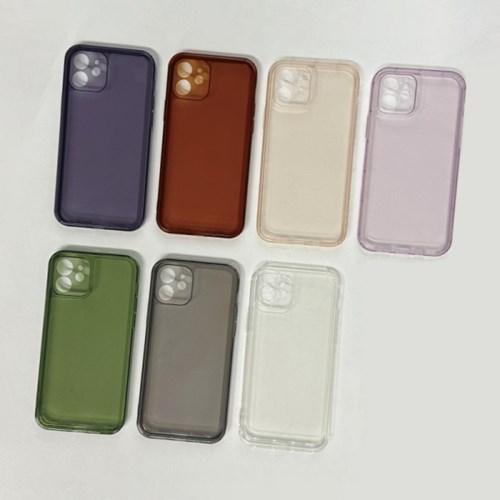 (1+1)아이폰15 14 13 12 미니 프로 맥스 투명 TPU 컬러 젤 케이스