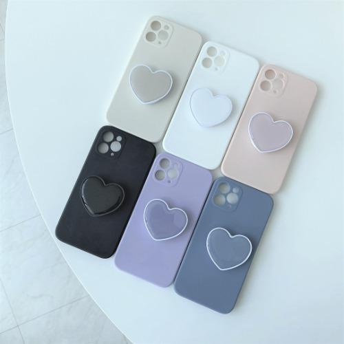 아이폰14입고 무지+ 하트그립톡 세트 아이폰 폰케이스 핸드폰 범퍼 투명 젤리 실리콘 방탄 케이스 핸드폰케이스 아이폰케이스 7 8 se2 11 12 13 pro 프로 미니 맥스