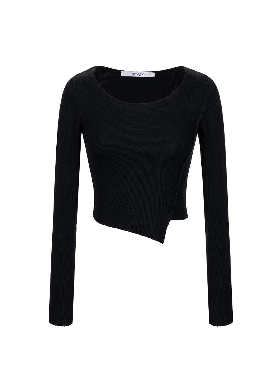 Crop line T-shirt (black)