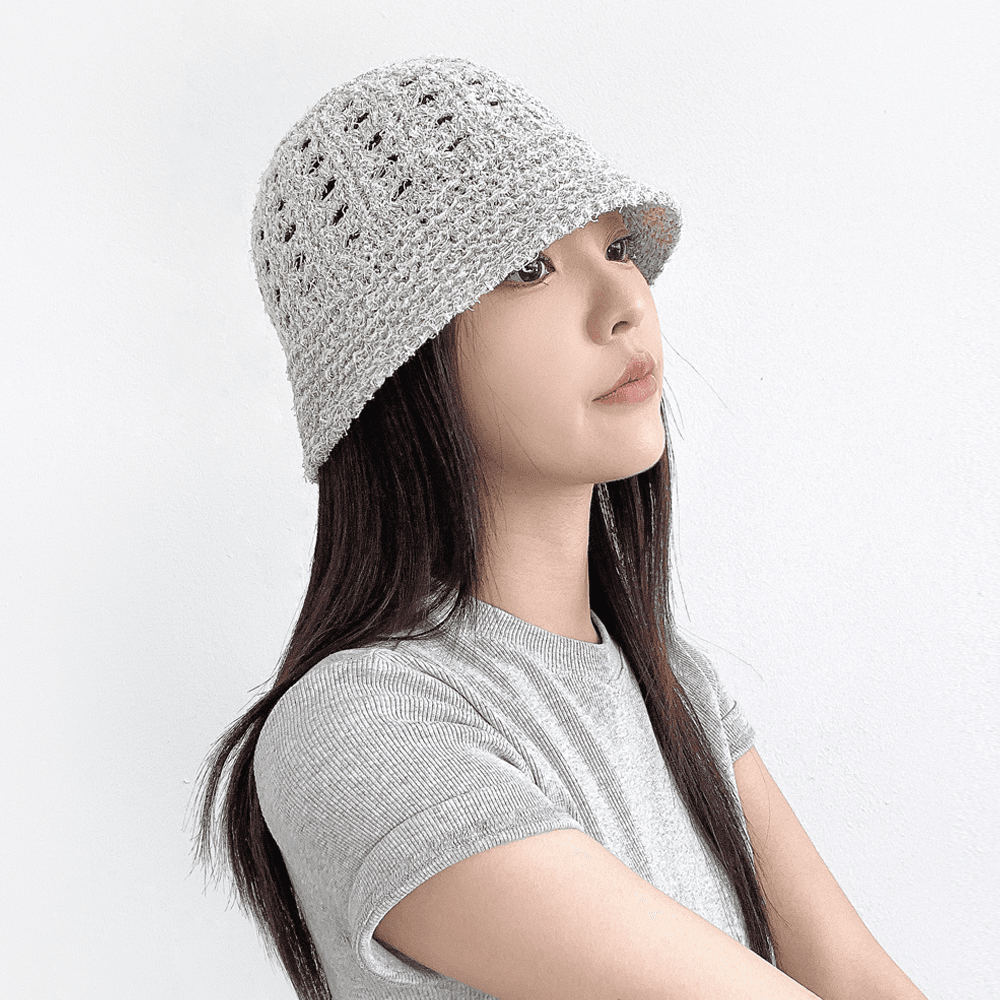 [4col] 윙키 크로셰 펀칭 니트 여름 여성 벙거지모자 버킷햇