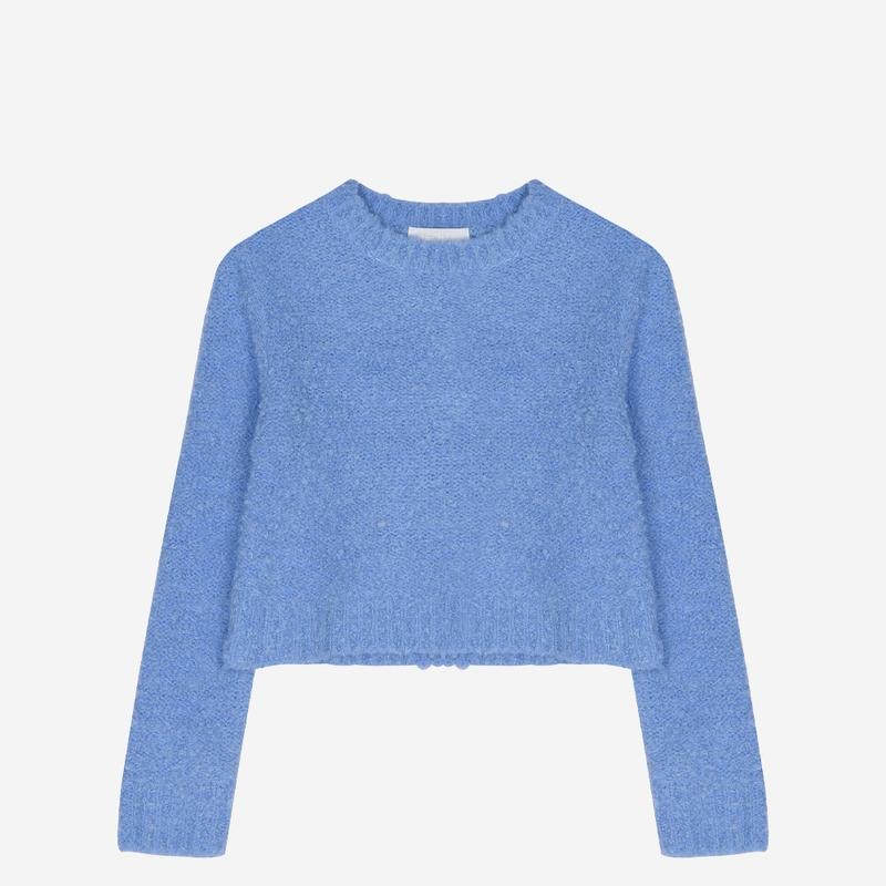 부클 라운드 크롭 니트_소라