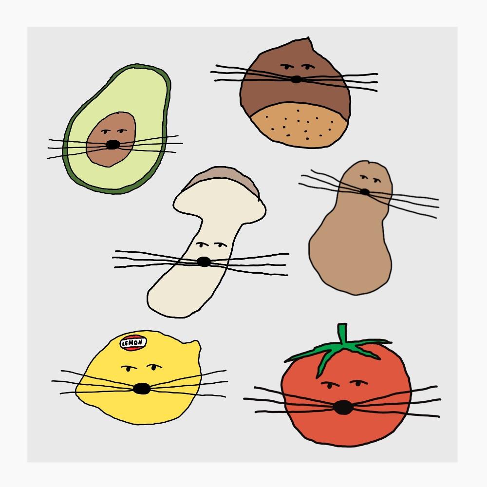 [옥토] 푸푸피 음식 빅 스티커팩 / 캐릭터 일러스트 흑백 다꾸 스티커