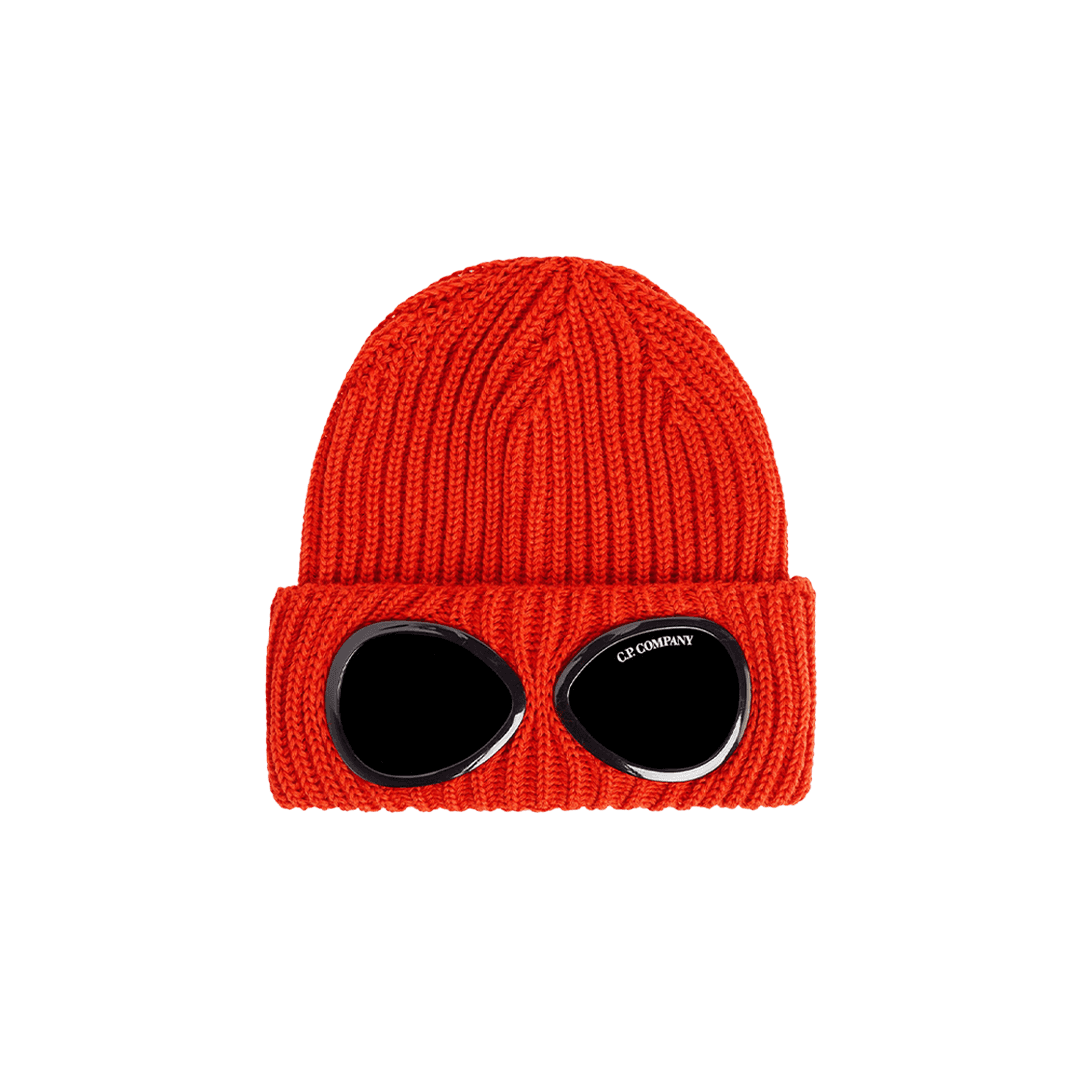 C.P. Company Extra Fine Merino Wool Goggle Beanie Pompeian Red - 23FW
