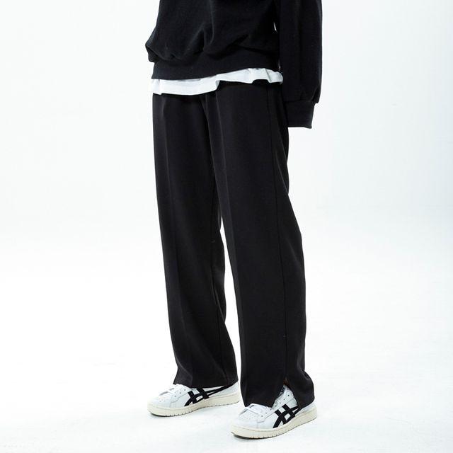 [단독구성][1+1] 유니섹스 와이드 밴딩 슬랙스 P-7 black