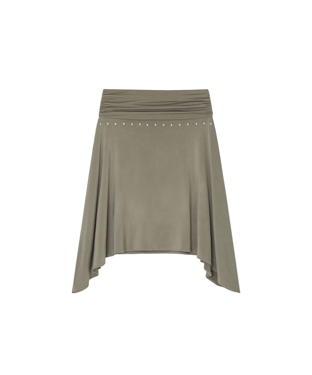 Stud Drape Flare Skirt Warm Gray