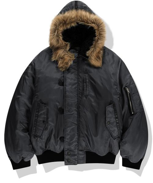 Fur Hooded N2B Bomber Jacket - Black
