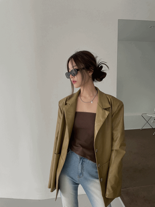 블레스 레더 오버 자켓 , 4col