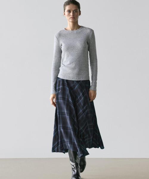 플루이드 체크 고데 스커트