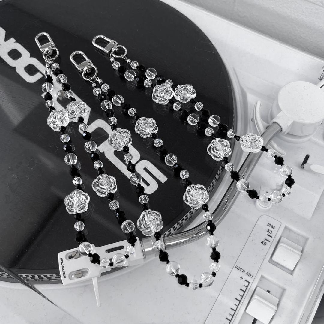 Clear Rose Phone Strap 비즈 핸드폰줄 핸드폰고리 손목 폰스트랩 가방걸이