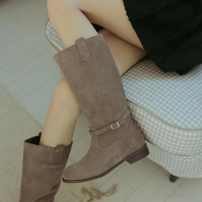 ljh7087 classic belted long boots _ 2colors