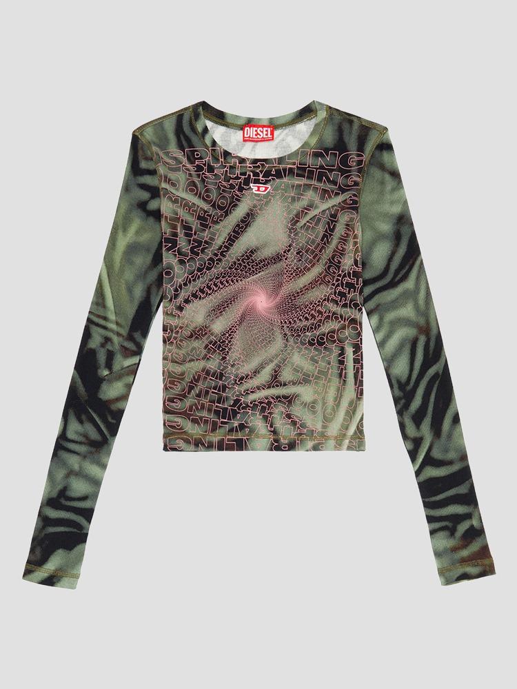 GREEN BANES GRAPHIC T-SHIRT  디젤(DIESEL) 그린 그래픽 티셔츠