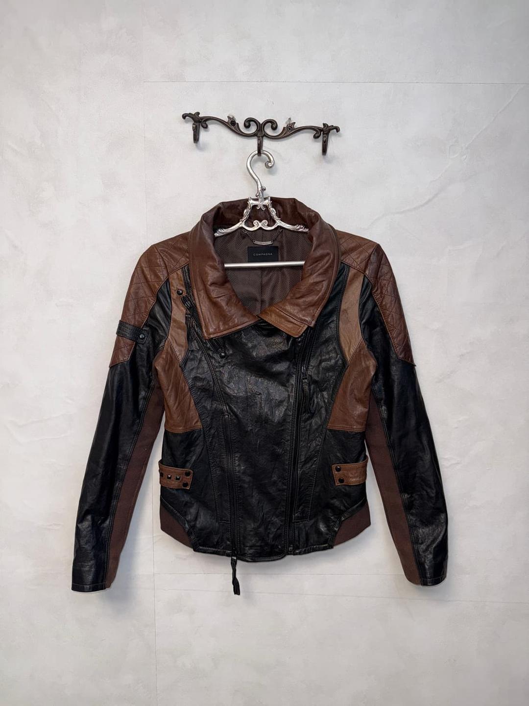 Black&brown lamb skin double zipper jk | 후루츠패밀리