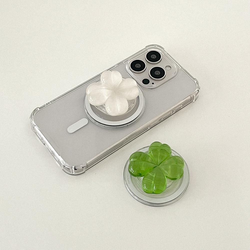럭키클로버 아이폰 맥세이프 그립 톡홀더 조약돌 green