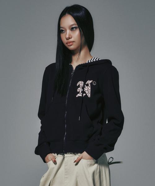 LETTER N HOOD ZIP-UP NAVY