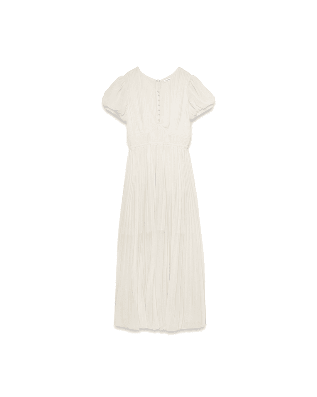 S_Puff Sleeve Pleated Dress [CREAM]