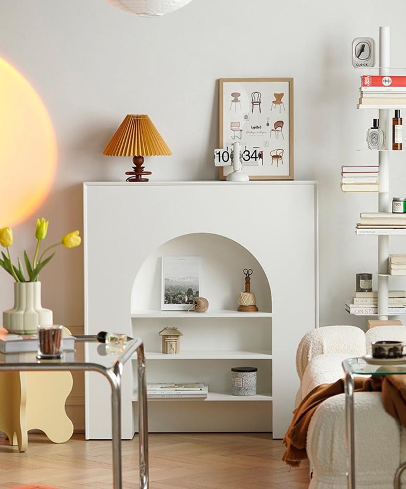 홈카페 벽난로 콘솔﻿ 카페 인테리어 3단 장식장 홈카페소품 Home Cafe Fireplace Console