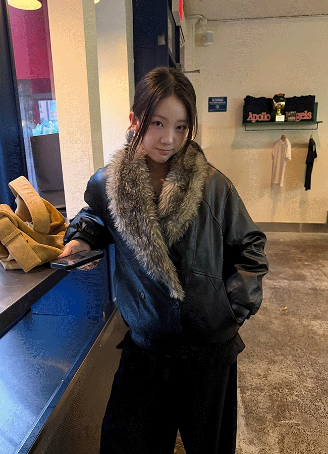 Ash fur leather jacket (1color)