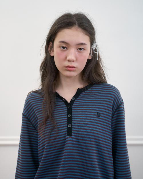 256. 톤다운 스트라이프 티 _ 블루