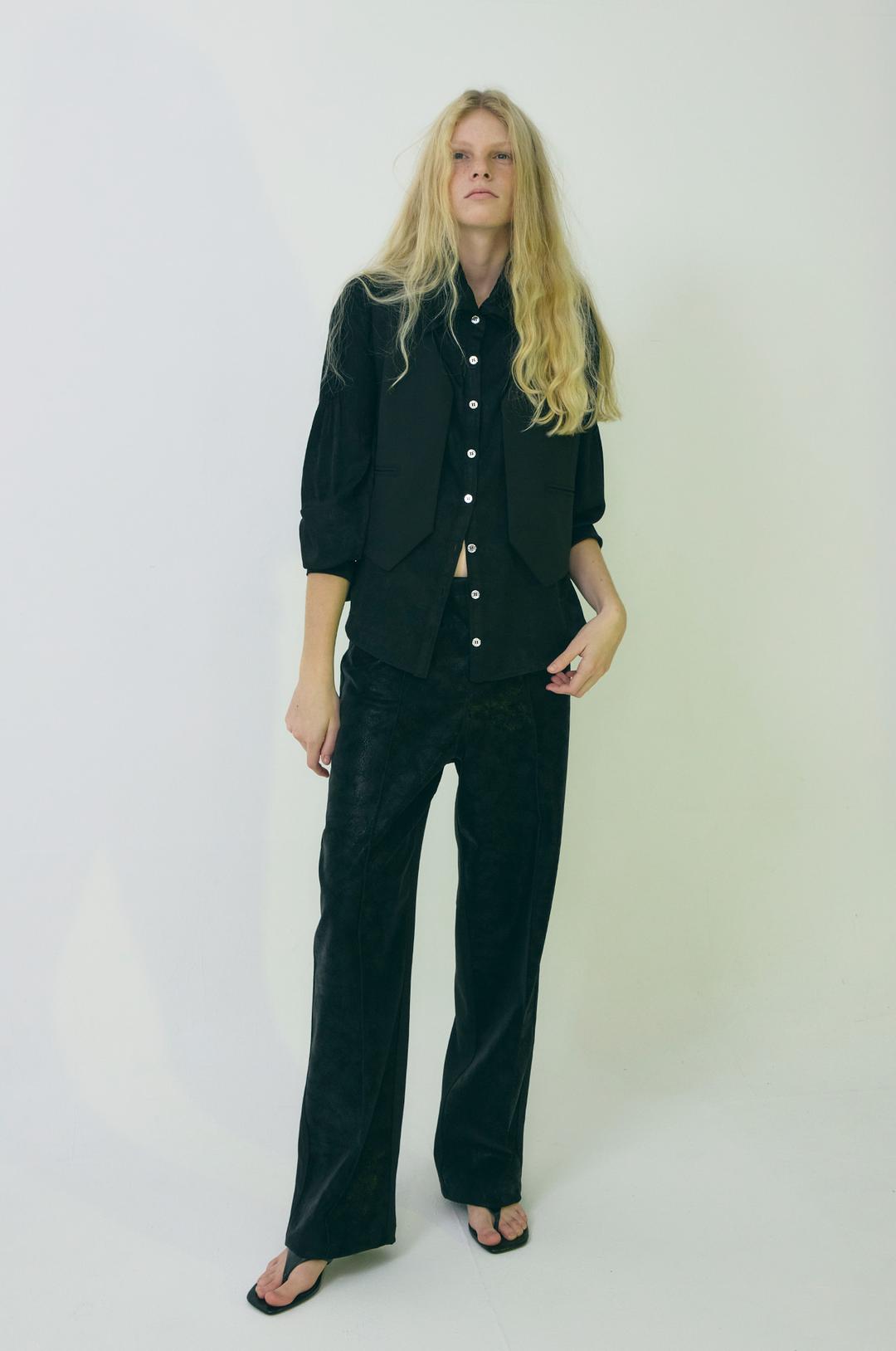 G_CONNECTED VEST SHIRT / BLACK