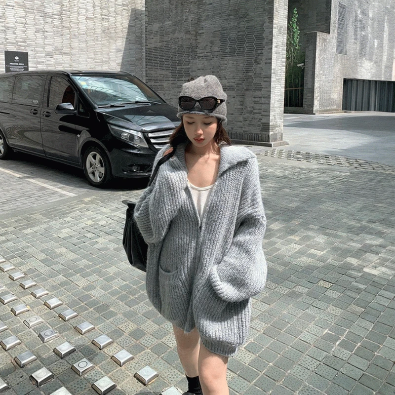 강력추천) 모브 루즈핏 니트집업