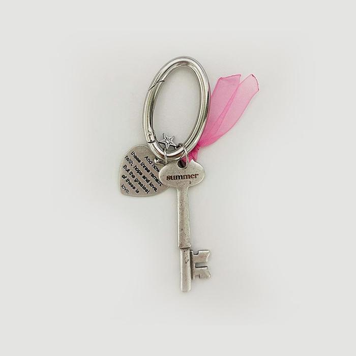 pink ribbon keyring [각인]