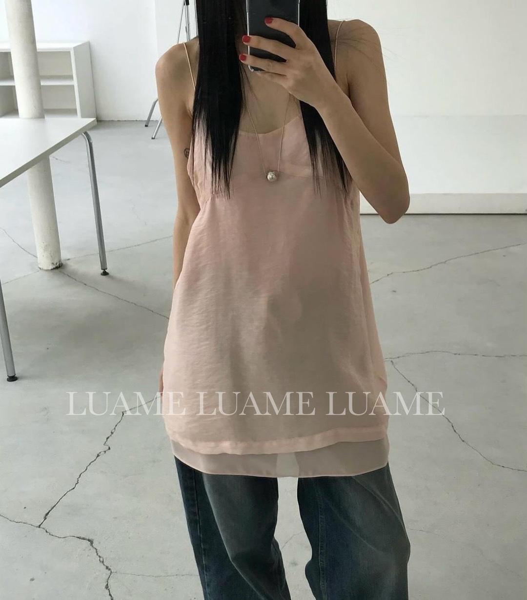 루아므 루아므 퍼즈 레이어드 시스루 나시 원피스