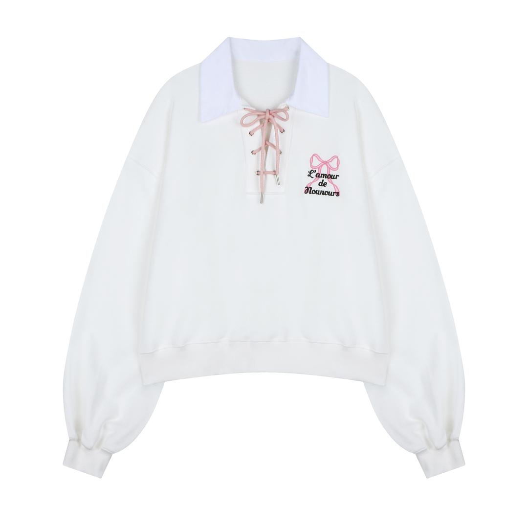 (2023 SS) L'amour de Nounours Rugby corset ribbon mtm ( White )