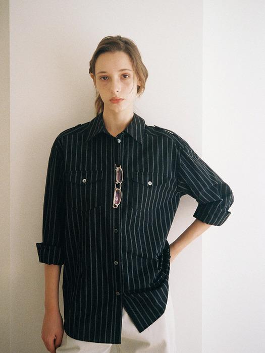 Lou Cotton Shirt (black stripe)