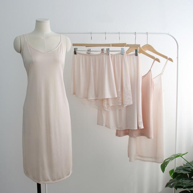 국산 인견 여성 슬립 원피스 속치마 레이스 속바지 훌라 실크 감촉 이너슬립