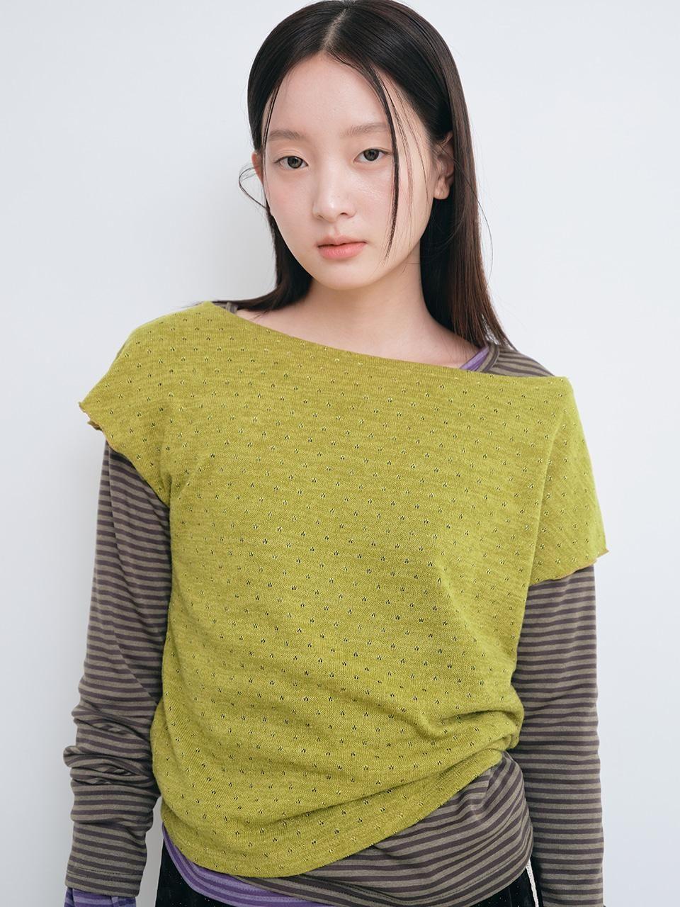 [MUWM] Blank Dot Knit Top (Olive)