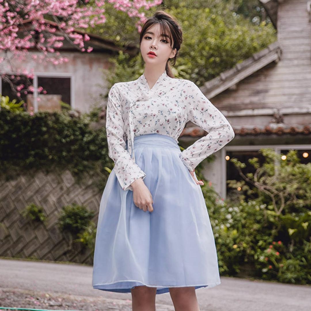 나혼자산다 O효님 착용) 생활한복 세트 수채화 저고리 + 닻별 허리치마 벚꽃여행ver.