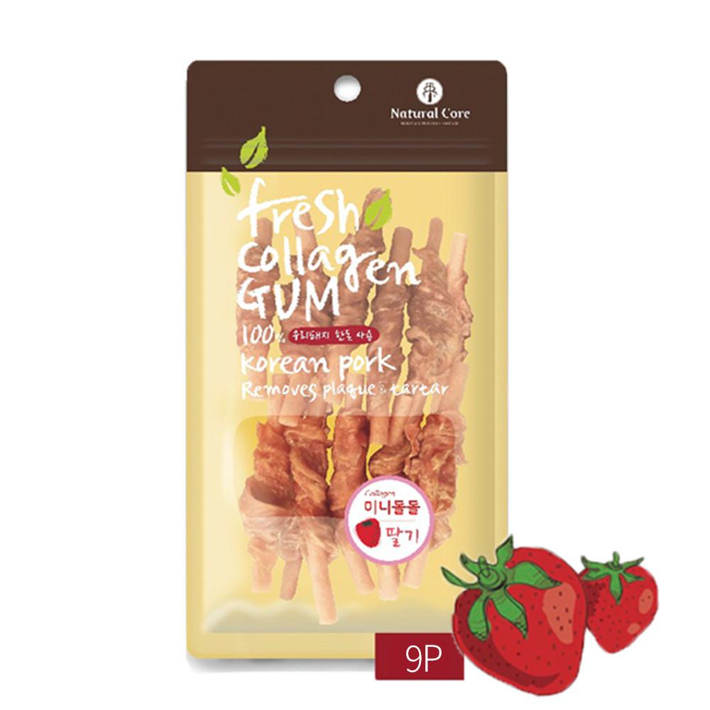 네츄럴코어 콜라겐 미니돌돌 영양 치킨말이 강아지껌 딸기 9p