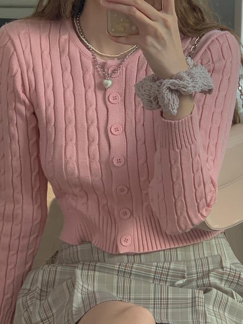 SUGAR TWIST MINI CARDIGAN(IVORY, PINK, SKYBLUE, GREEN, PURPLE, BLACK 6COLORS!)