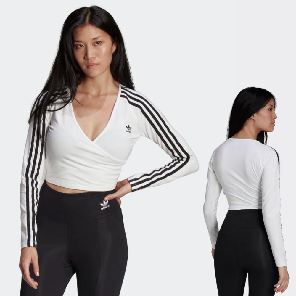 아디다스 오리지널스 아디컬러 클래식 크롭 롱 슬리브 탑 화이트티셔츠 HC2030