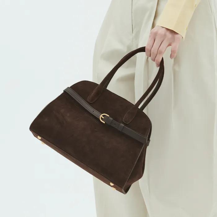 핸드메이드 카우레더 클래식 버클 리비 토트백 l 스웨이드 브라운 l B03-S-3
