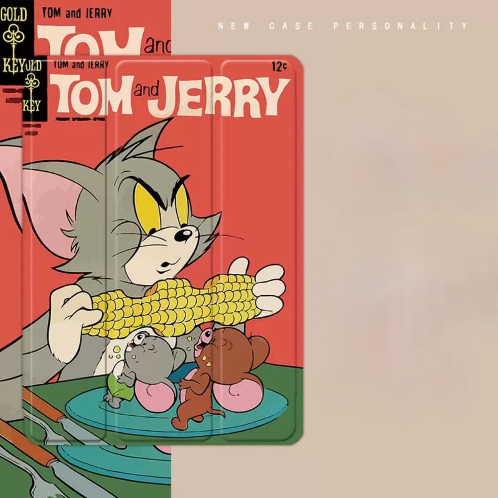 Ipad case 빈티지 레드 톰&제리 캐릭터 아이패드케이스 애플펜슬슬롯