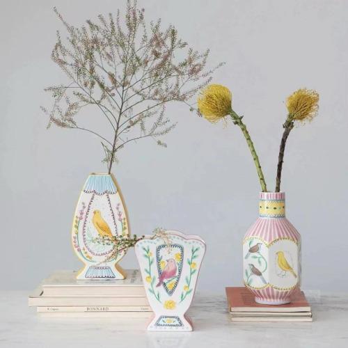 ceramic peach bird vase [3style]