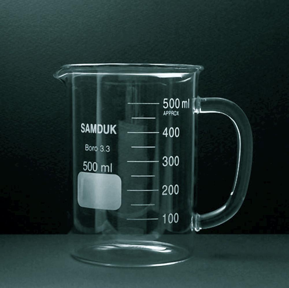 손잡이 유리 비이커 250ml 500ml 1L  삼덕과학 비커 Beaker w handle
