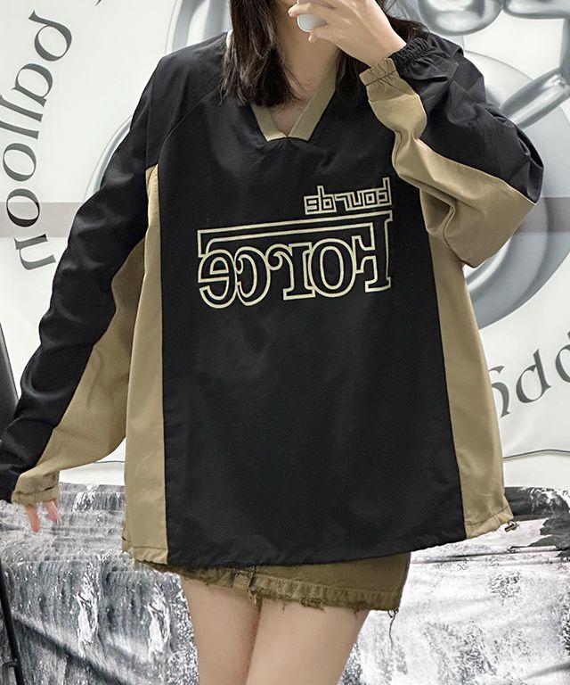 (3col) Force 바람막이 맨투맨 윈드브레이커 V넥 박시 배색 블록코어 고프코어 축구복 농구복 유니폼 스포티_아담드리