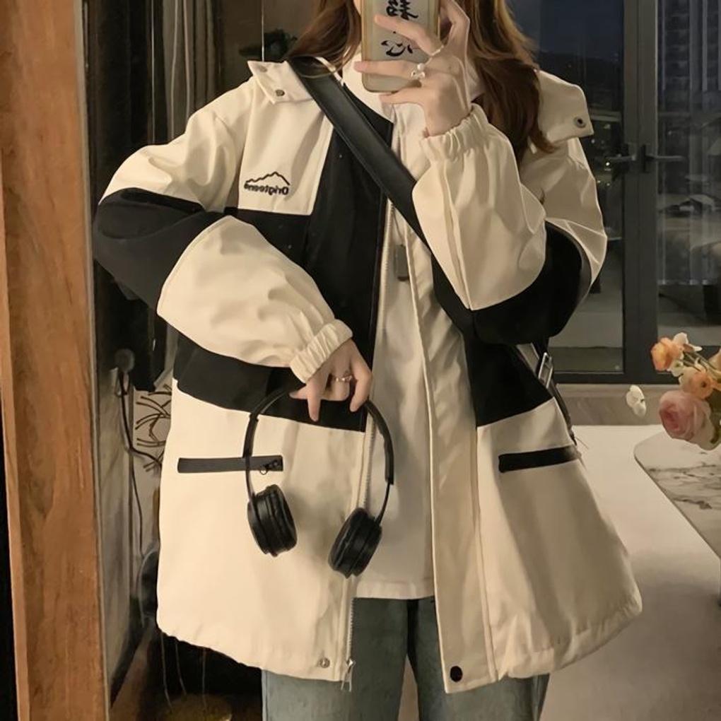 여성 쓰리인원 트렌디 후드 점퍼 자켓 커플 스타일