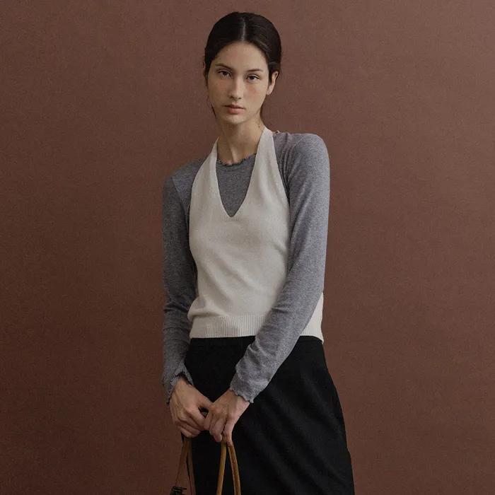 Lua Halter Neck Sleeveless Knit (Ivory)