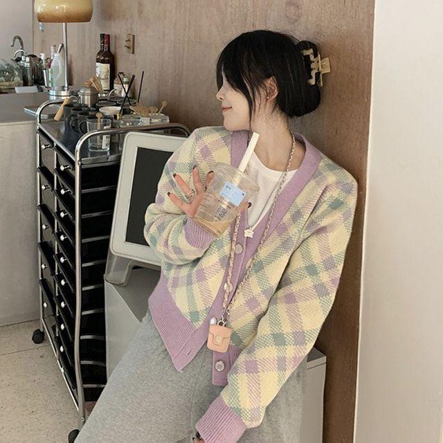 트윌 체크 빈티지 가디건 - cd6194