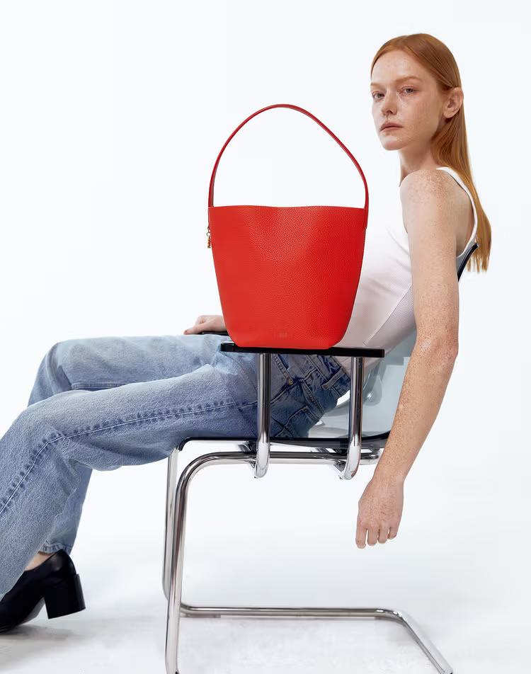 [PANIER] 레드 레더 파니에 버킷백 S