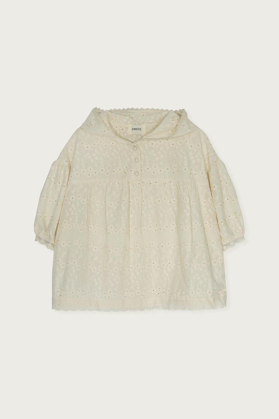 LACE HOODED BLOUSE DOVE