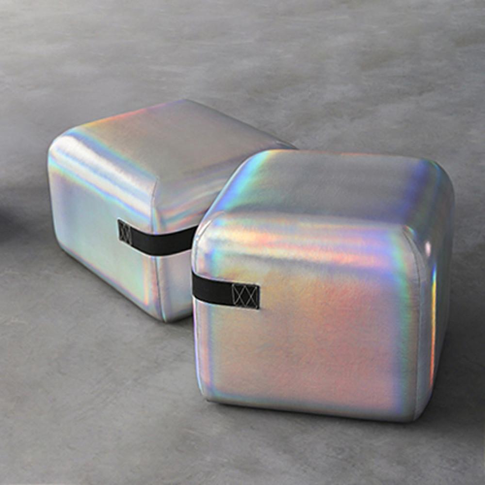 홀로그램 소파 오로라 1인용 쇼파 풋스툴 좌식 모듈 큐브 핑크 퍼플 실버 매장 카페가구